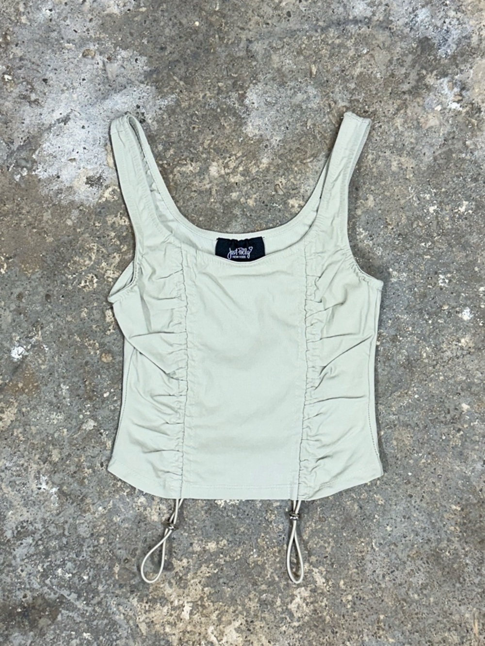 Light Green Nylon Scrunched Cropped Top